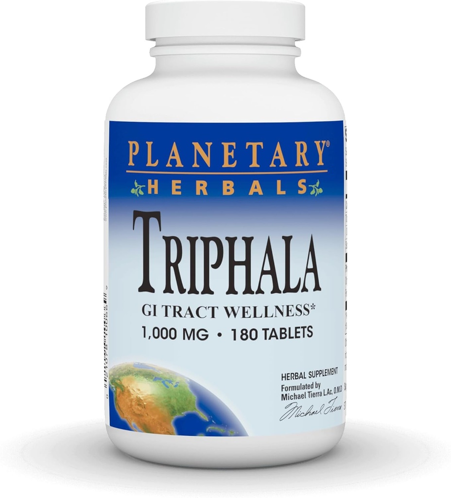 [BRSWIHLYPMOGKCI3] Herbals planetarios Triphala Limpiador Interno 1000mg para GI Bienestar Tract - 180 Tablets
