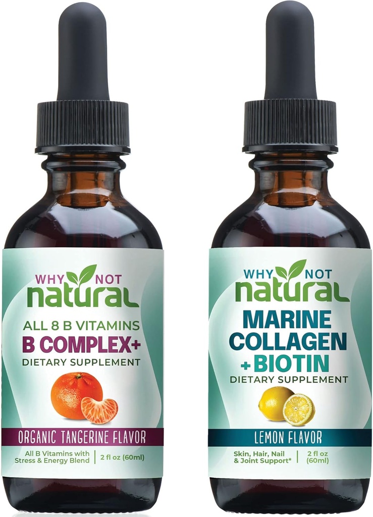 Por qué no complejo de vitamina B natural Líquido gotas y colágeno líquido marino para el cabello, la piel y las uñas