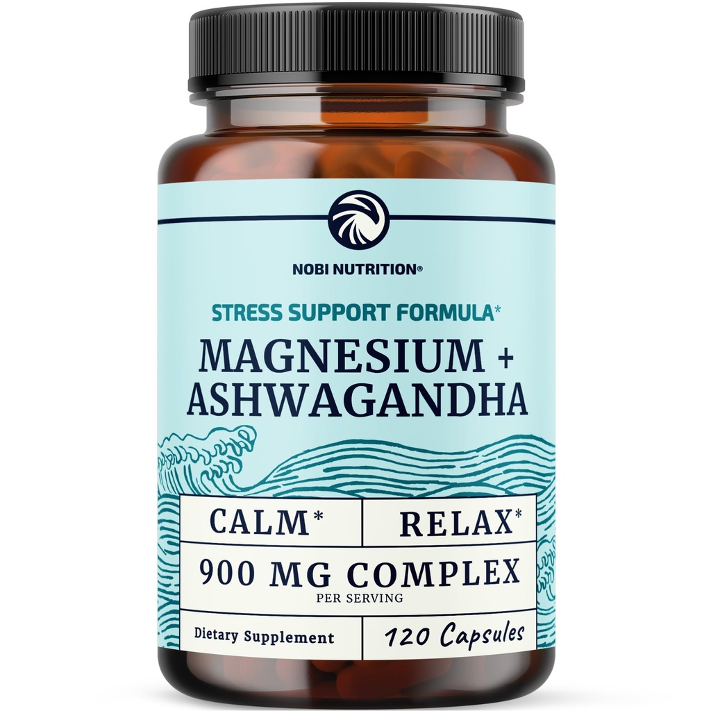 Magnesium Ashwagandha ← Calming Magnesium Supplement for Adults TEN Relax, Rest, Calm Mood & Sleep Support ← Mag Citrate " Oxide 400 mg + Ashwagandha 500 mg  Muscle Health " Stress Relief