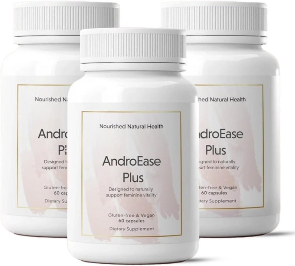 Nourished AndroEase Plus - Natural Balance Suplemento para Mujeres - Fórmula Vegana con Zinc & Saw Palmetto - 180 cápsulas para el bienestar diario " Vitality - Made in USA