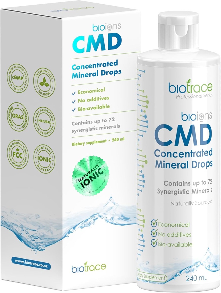 BioTrace Dead Sea Trace Mineral Drops TEN 72+ Concentrated Trace Minerals, Ionic Liquid Magnesium, Chloride, Potassium TEN Low Sodium TEN Energy, Electrolytes, Hydration TEN 96 Day Supply, 8 fl oz (Pack of 1)