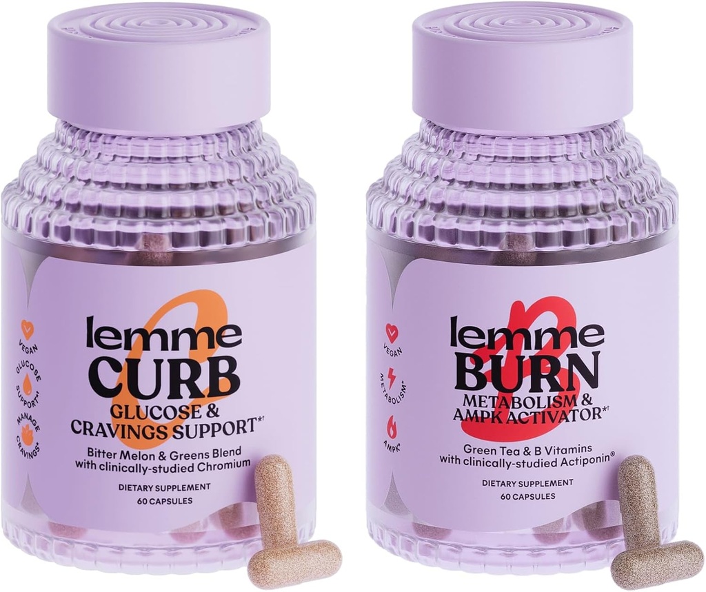 Lemme Curb and Burn - Metabolism, Cravings Support & Weight Management with Clinically Studied Chromium Picolinate, Gynostemma, Cinnamon, Green Tea, Vitamin B6 & B12 - Gluten-Free, 60 Contar Ea