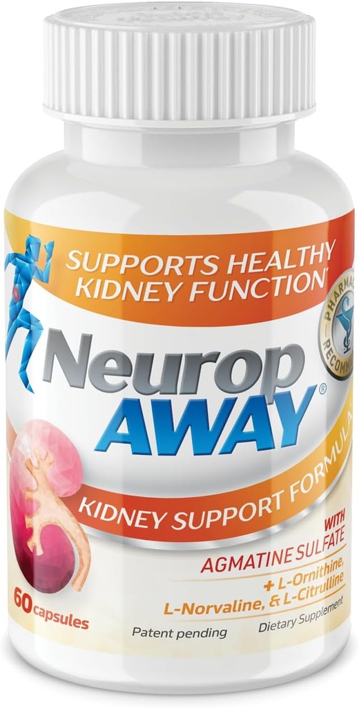 NeuropAWAY Kidney Support Suplemento con Sulfato Agmatine, L-Novaline, L-Ornithine, L-Citrulline proporciona soporte rápido y potente para el riñón, 60CT