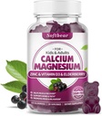 blandbear Calcio Magnesio Zinc Gummies for Women, High Absorption Calcium Magnesium Supplement for Bone Strength, Sugar-Free, Vegan, Elderberry Flavor 60 Gummies