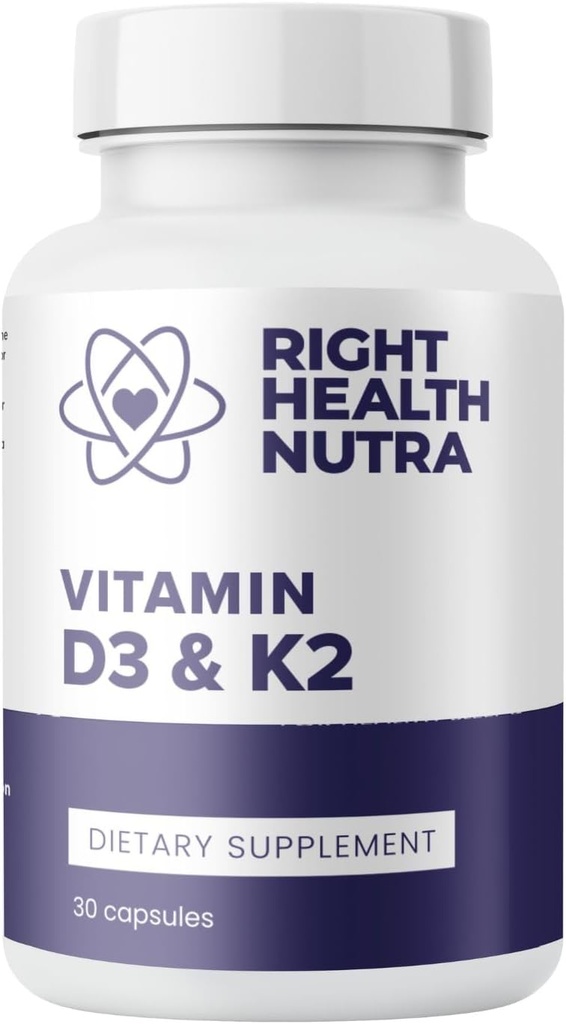 Salud Nutra Vitamina D3 + K2 Suplemento – 30 cápsulas – 125 mcg Vitamina D3 & 200 mcg K2 como MK-7 – Fórmula de alta absorción – Made in USA