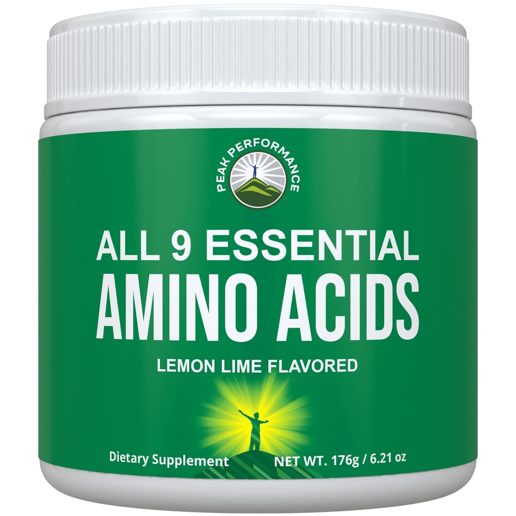 Todos 9 ácidos esenciales Polvo con 26 estudios clínicos. EAAs 32X Efectiva vs BCAA / BCAAS Aminos de cadena ramificados. Pre o Post Workout EAA Suplemento de Energía y Crecimiento Musculo. Lime de limón