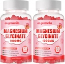 Magnesio Glycinate Gummies 1000mg - Suplemento de Potasio de Magnesio Libre de Azúcar con Vitamina D, B6, CoQ10 para calma Mood & Sleep Support - 120 Gummies de Fresa 2 Pack