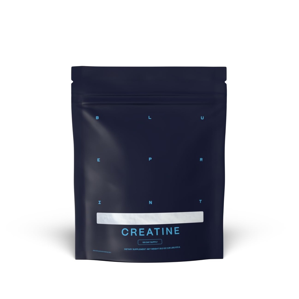 Blueprint Bryan Johnson Creatine Monohydrate Powder – Amino Acid Powder - Suplemento Apoya el Crecimiento del músculo, la recuperación, la fuerza " Focus – Creatina desenfrenada para Hombres – 5g Dose – 100 Servimientos