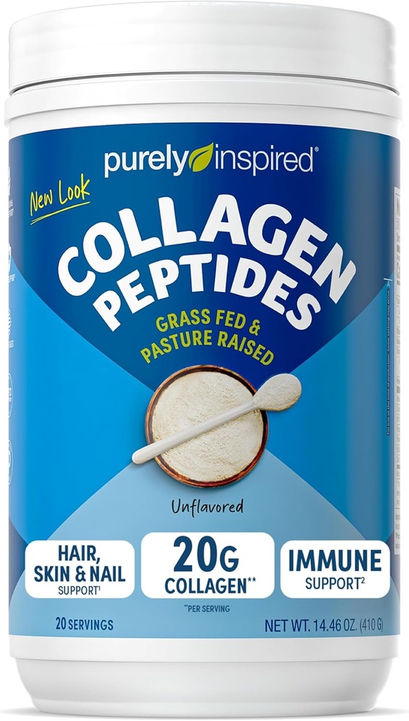 Purely Inspired Collagen Powder, Unflavored (20 Servings) - 20g Collagen Peptides Protein Powder for Women & Men - Grass " Pasture Raised - Gluten-Free, Paleo " Keto- Bebida de Collagen amigable