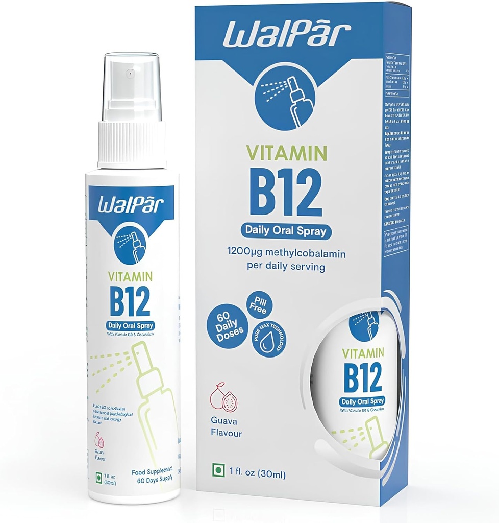 B12 Vitamina Spray (60 dosis) - 1200 Metilcobalamina B12 Spray Vitamina - Guava Flavor Vitamina B12 Spray - Oral Vegano-Amigo B12 Spray líquido - Apoyo a la salud w / Vitamin B 12 Spray
