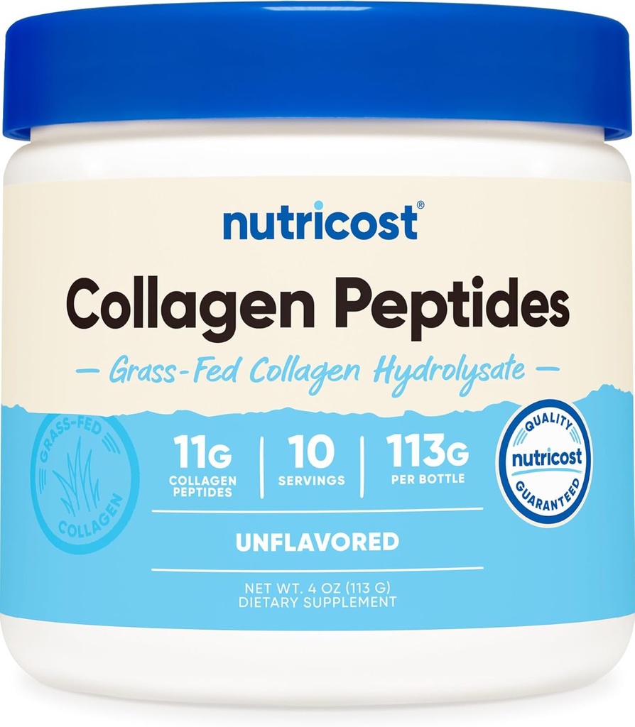 Nutricost Collagen Peptides Powder 4 oz (Unflavored) Tipo I, Tipo III Collagen - Grass-Fed, Gluten Free and Non-GMO