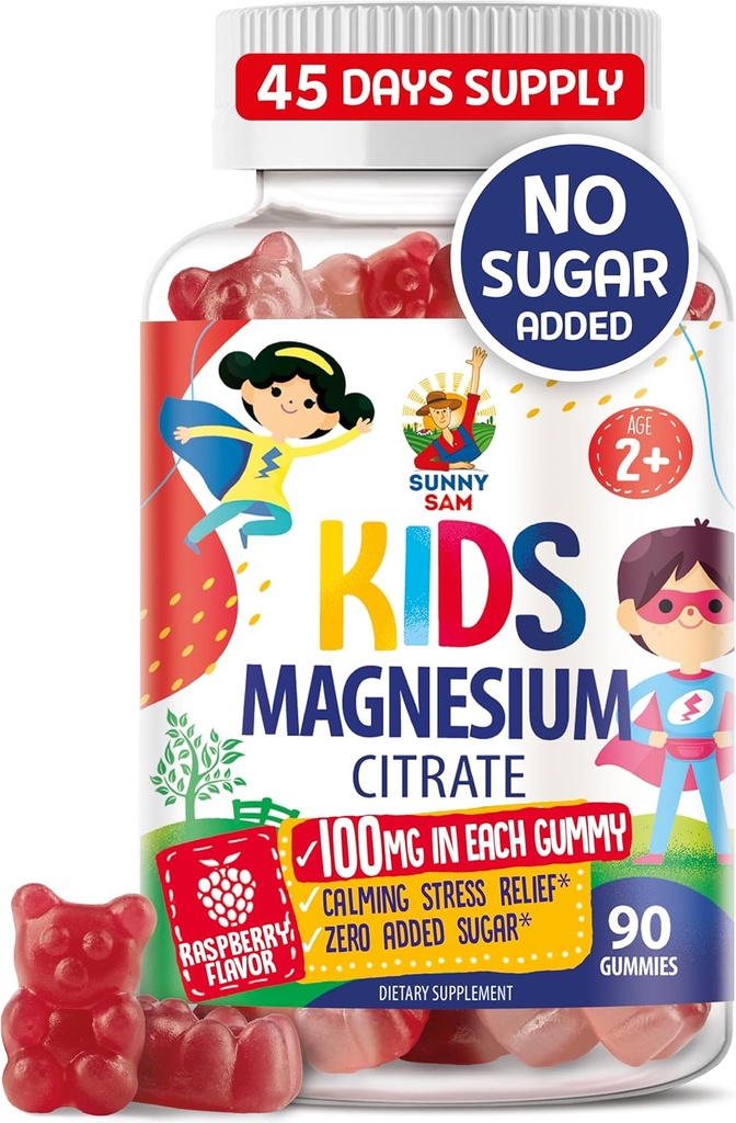 Magnesio Gummies para adultos de niños - 100 mg - Magnesio calmado Chews - Citrato de magnesio Suplemento Chewable para Mood & Muscle Support - 90 Gummies