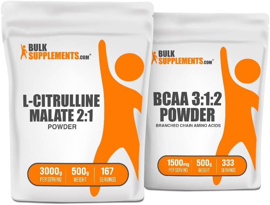BulkSuplementos Citrulline Malate 2:1 500g + BCAA 3:1:2 500g Bundle