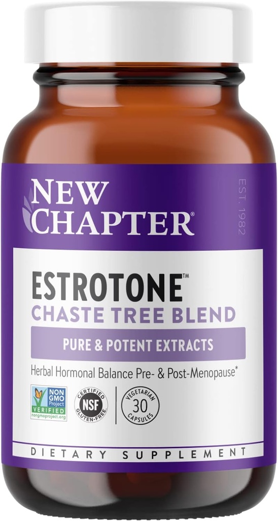Nuevo capítulo Menopause Suplemento - Estrotone Herbal Hormona-Balance Blend con Cohosh Negro para reducir las manchas calientes de la noche - 30 ct Vegetarian Capsule
