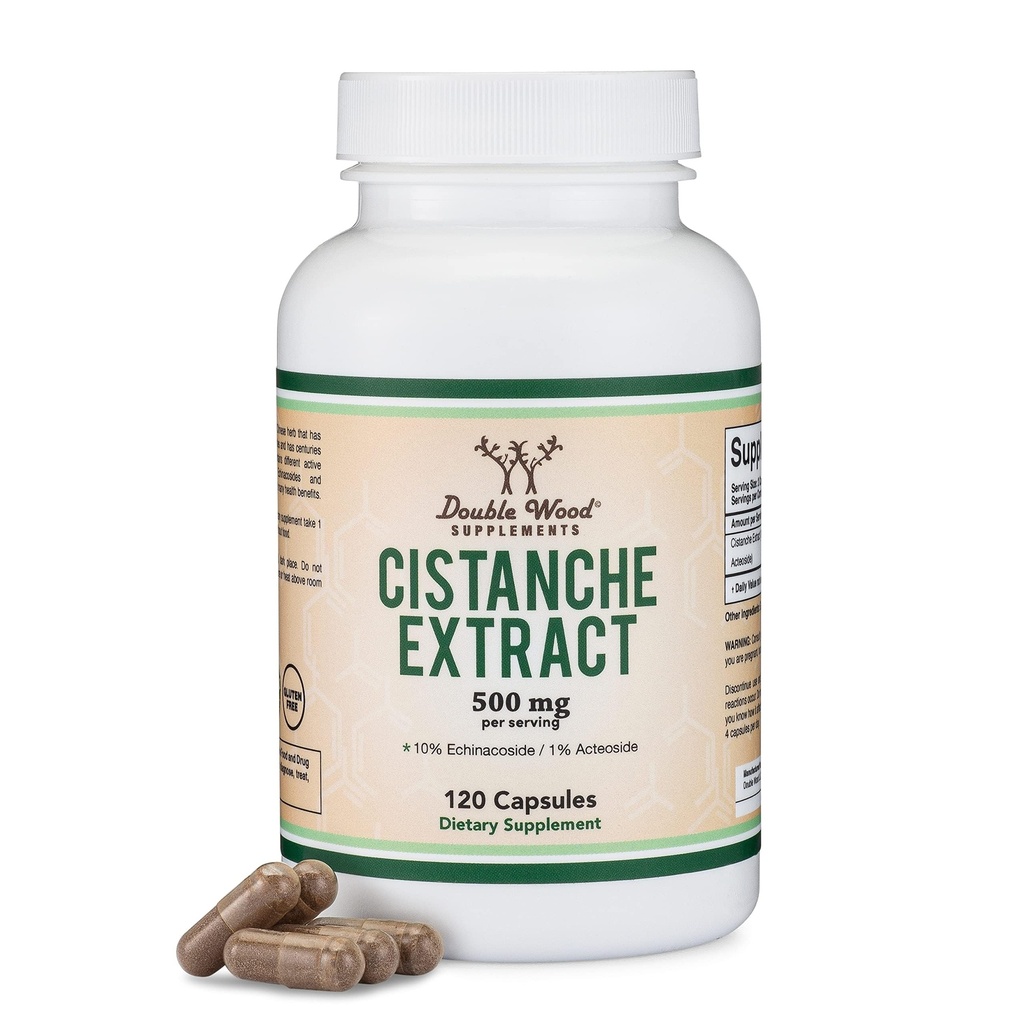 Cistanche Tubulosa Extracto 500mg Por Serving (120 Capsules) Cistanche Testosterone Suplemento para Hombres (Standardized to Contain Echinacosides and Acteosides) por Madera Doble
