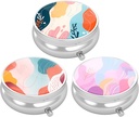 3 Caja de Píldora de Empaquetado, Funda de Píldora Pequeña para Propósito & Bolsillo, Organizador de Medicina Cuda, Contenedor de Contenedor de Medicina Portátil para Tener Vitaminas, Medicación, Petróleo de Pesca & Suplemento, Patrón de Estilo de Arte