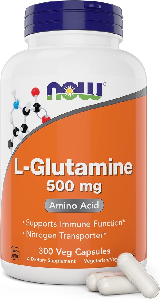 Ahora L-Glutamina 500mg 300 Veg cápsulas - No GMO Suplemento - Cápsulas de Lglutamina Vegan