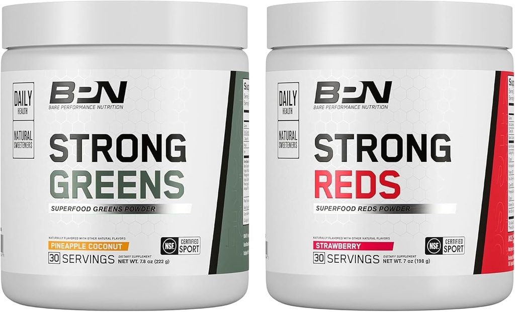 BARE PERFORMANCE NUTRITION BPN Strong Greens (Pineapple Coconut) & Reds Superfood Bundle