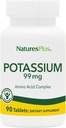 Potasio de la Naturaleza 99 mg, 90 Tablets - Soportes Equilibrio Electrolípido Saludable & General Well-Being - Gluten Gratis, Vegetariano - 90 Servings