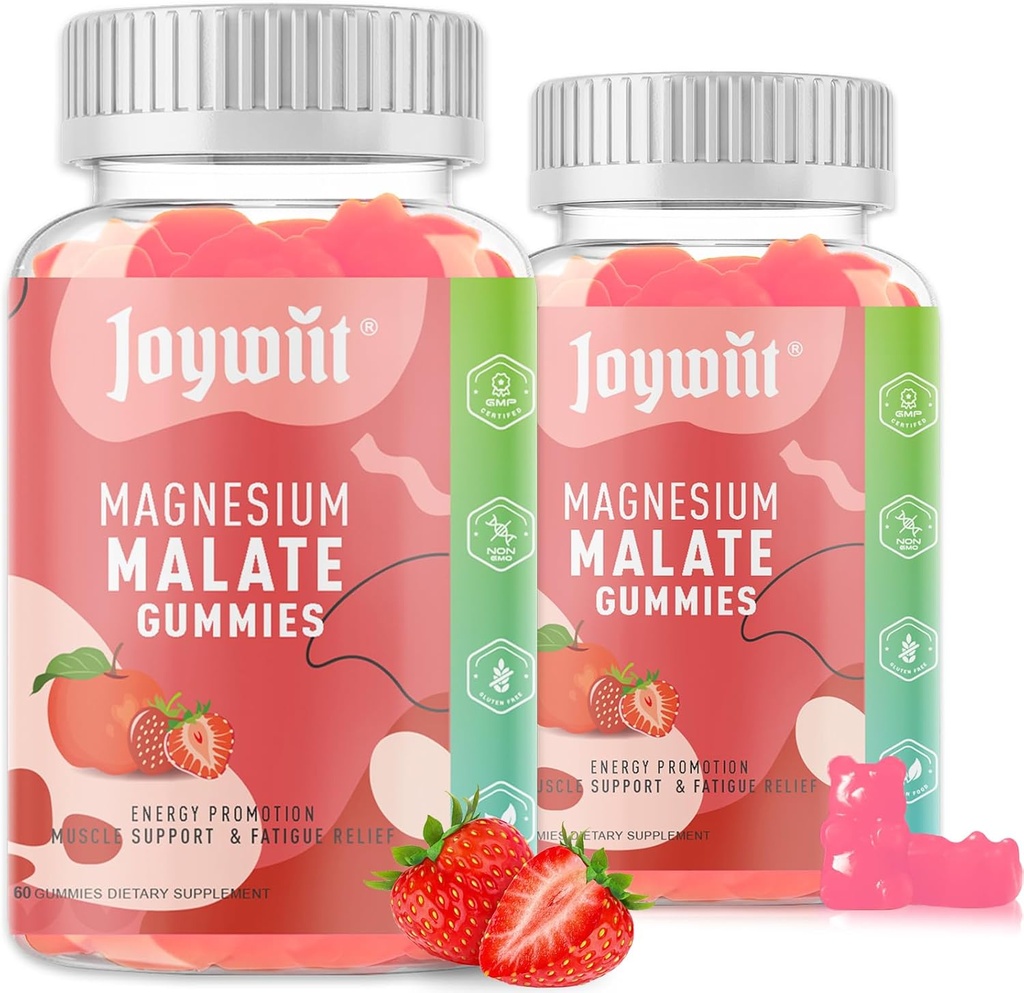 Magnesium Malate Gummies 1000mg ← Magnesium Malate Suplemento con L-Theanine, CoQ10 & Vitamin B6 TEN High Potency Stress Relief & Muscle Support ← Non-GMO, Vegan, Gluten-Free TEN 120 Gummies
