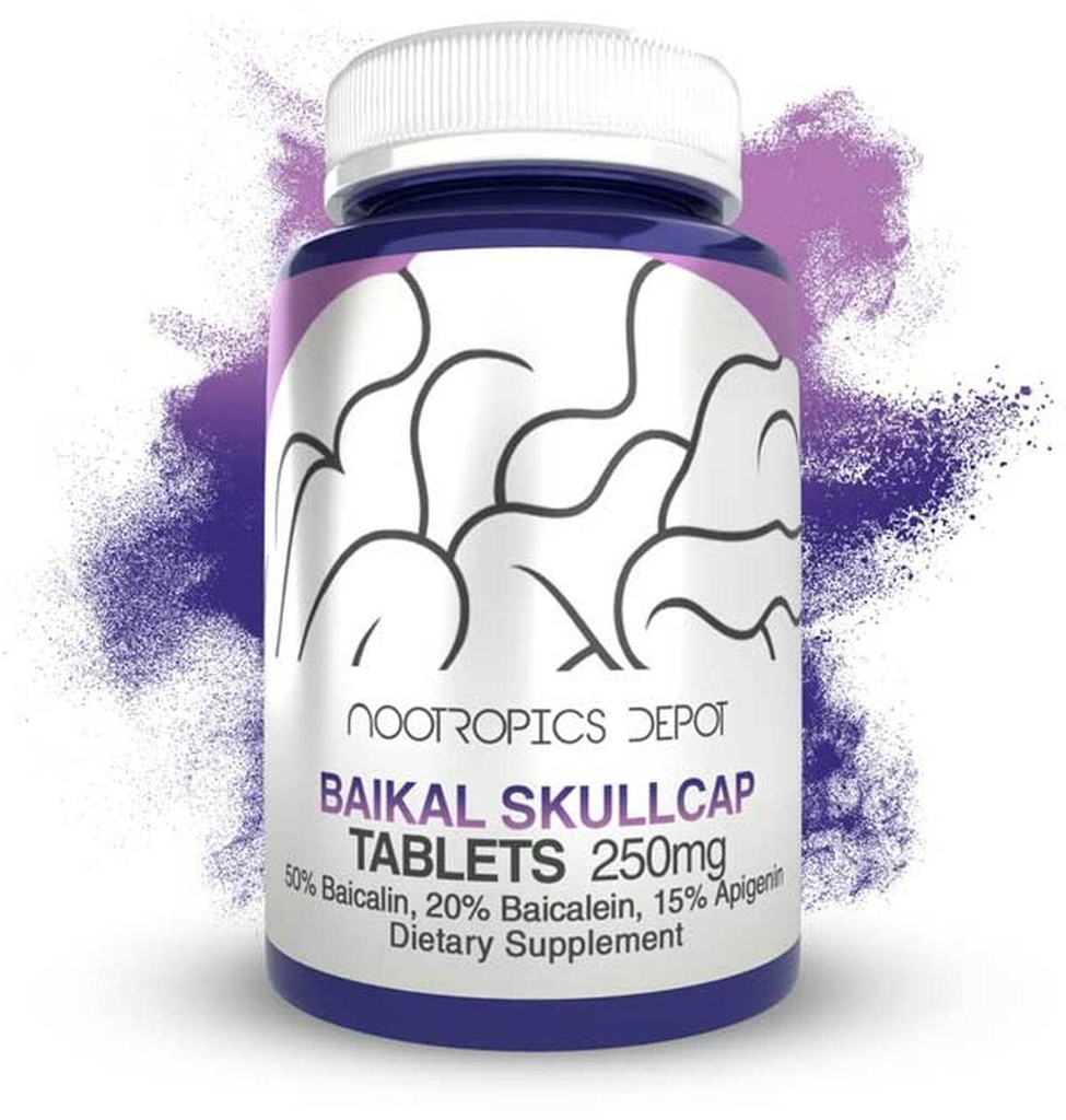 Nootropics Depot Baikal Skullcap Extract Tablets TEN 250mg TEN 60 Conde Ø15% Apigenin, >20% Baicalein, √50% Baicalin