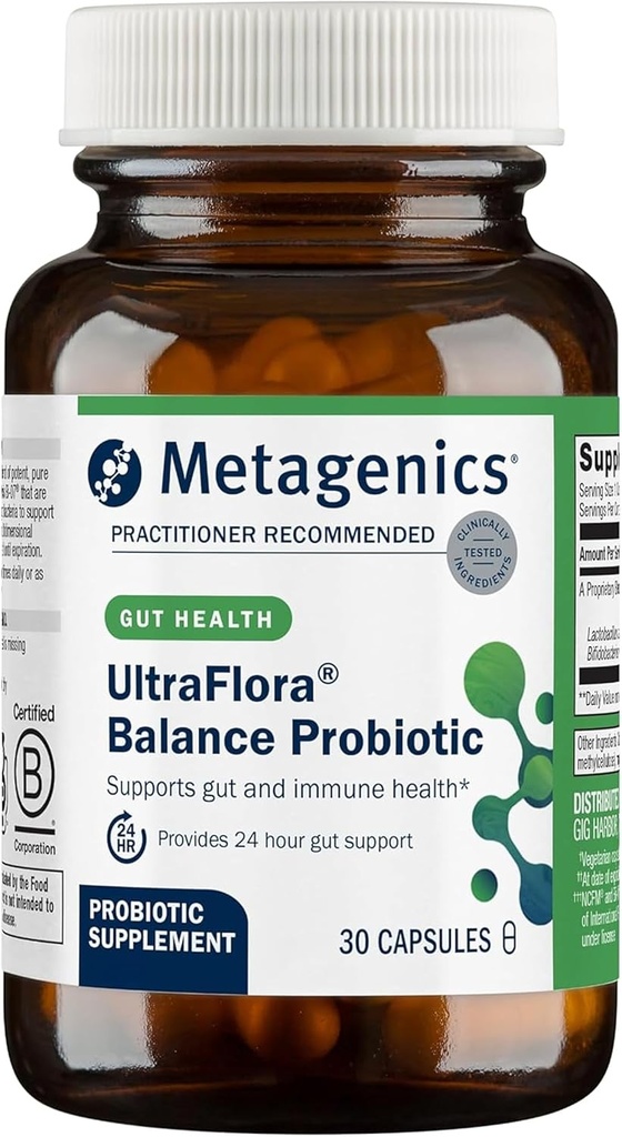 Metagenics Ultra Flora Balance Probiótico - Shelf-Stable Daily Gut Health Supplement for Digestive & Immune Support* - No Gluten-Free - 30 cápsulas