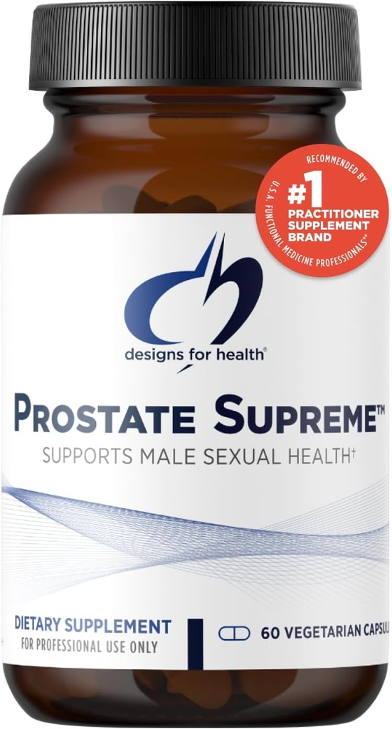 Diseños para Salud Saw Palmetto Prostate Suplemento para Hombres - Prostate Supreme con Saw Palmetto, DIM, Vitaminas, Nettle, Zinc + Chrysin - Non-GMO, Soy Free (60 cápsulas)