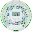 Dispensador automático de píldoras, Organizador de medicamentos de 28 días, hasta 6 dosis por día, 6 plantillas de dosificación, Llave de sonido " Alertas de luz " para vitaminas, suplementos (Lid rota)