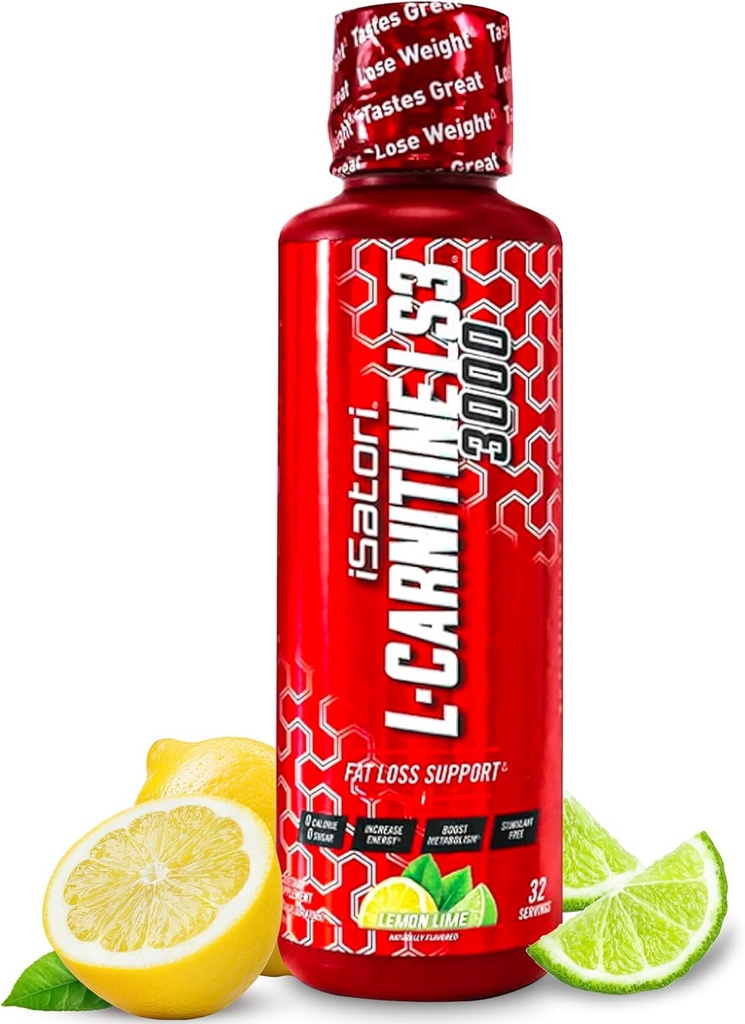 iSatori L-Carnitine LS3 3000, Triple-Blend Liquid L Carnitine Suplemento, con Acetyl " Tartrate, Stimulant Free Energy, Low Calories, Sugar o Gluten, Keto-Friendly, Lemon Lime (32 Servings)