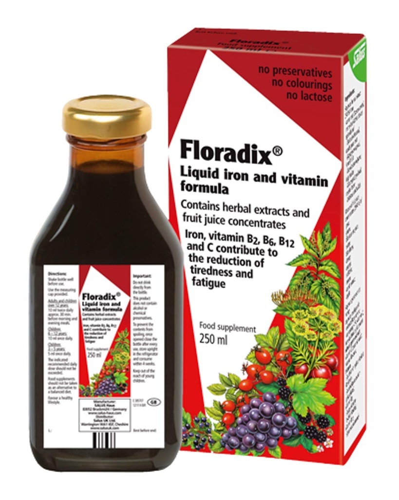 Floradix Floravital Hierro líquido y Vitamina Fórmula 8.5 fl.oz. - 250 ml. - Hecho en Alemania (3 Pack)