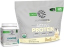 Sunwarrior Active Organic Protein Powder Plant-Based Vanilla Flavored 45 Servings & Creatine Monohydrate Powder 60 Servimientos