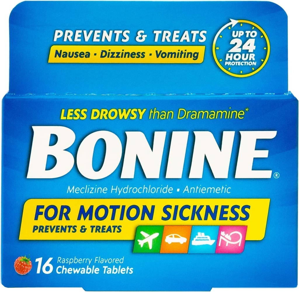 Bonine Chewable Tablets 16 Count Box (Pack of 12)