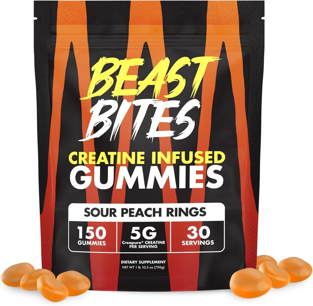 Cretina Infundida Gummies - 5g Crepure Creatina Monohydrate Per Serving - NSF certificado para el deporte - 30 servicios