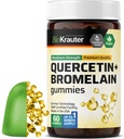 BIO KRAUTER Quercetin with Bromelain Gummies - 1000 mg Mix - 60 Chews Vegan - Quercetin Gummies - Vegan Immune Support - Fuente de Antioxidantes - Fórmula libre de gelatina