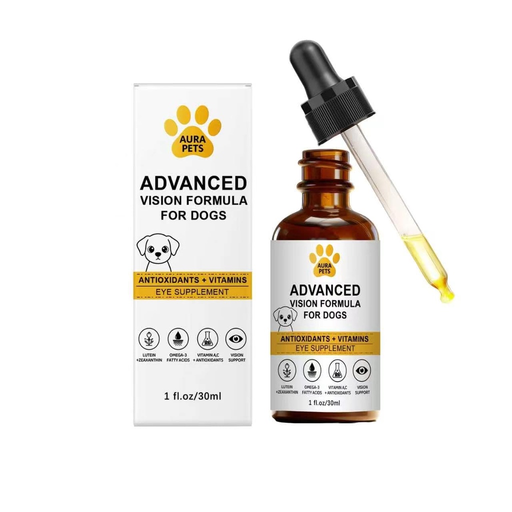 Aura Pets Advanced Vision Formula for Dogs, Vision Support Formula for Dogs with Lutein, Zeaxanthin & Astaxanthin, Helps Maintain Clear Vision & Eye Comfort, 30ml (1)
