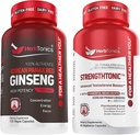 Herbtonics Korean Panax Red Ginseng y Strengthtonic Testosterone Booster para Hombre Bundle