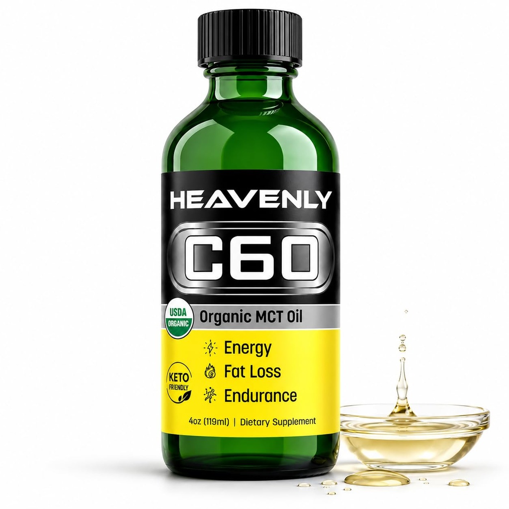 C60 HNP Labs C60 in Organic MCT Coconut Oil - Natural Wellness & Antioxidant Supplement for Men & Women, 99.99% Pure Carbon Fullerenes, Promotes Energy, Brain Function, & Stamina - 4 fl oz Bottle