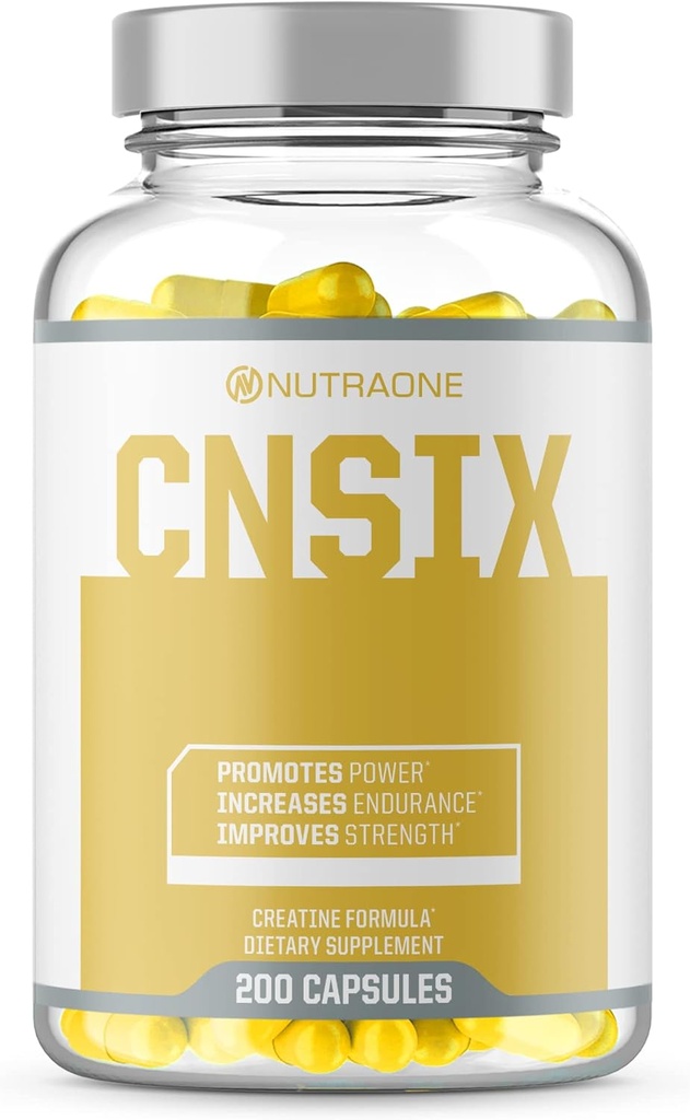 NutraOne CNSix Creatine Capsules Creatine HCL para ayudar a construir músculo magro* (600mg - 200 cápsulas)