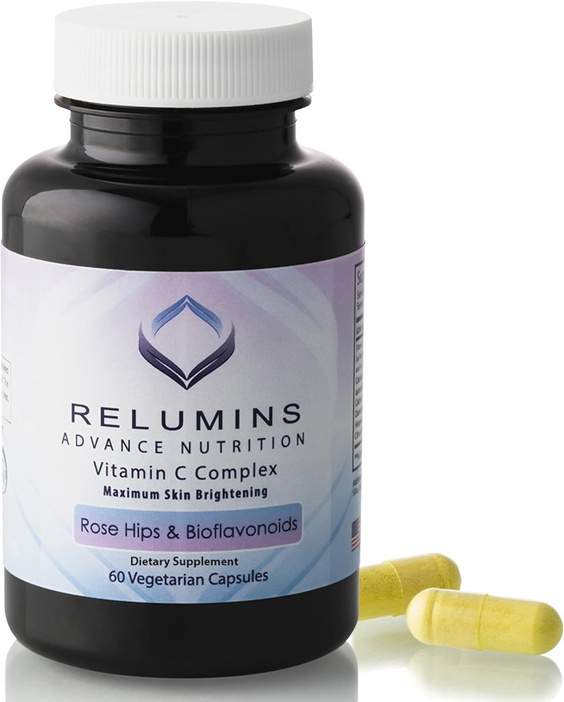 Reluminas Advanced Vitamin C Suplemento con Rose HIPS – 1000 mg de vitamina C, Immune Support " Collagen Production, Made in USA - 60 cápsulas (30-Day Supply)
