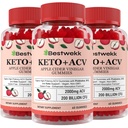 Manzana Vinagre Gummies, Max Strength 2000mg ACV Gummy con Probióticos, B12 y Keto Support, Para Digestión, Metabolismo, Detox, Gut &amp; Immune Health, Gelatin-Free, Non-GMO, 180 keto acv gummies
