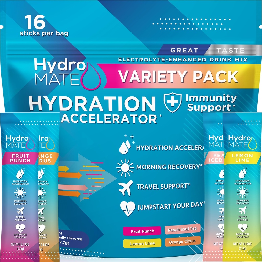 Empaquetadura de hidración de paquetes de hidración de polvo de electrolitos HydroMATE 16 cuenta