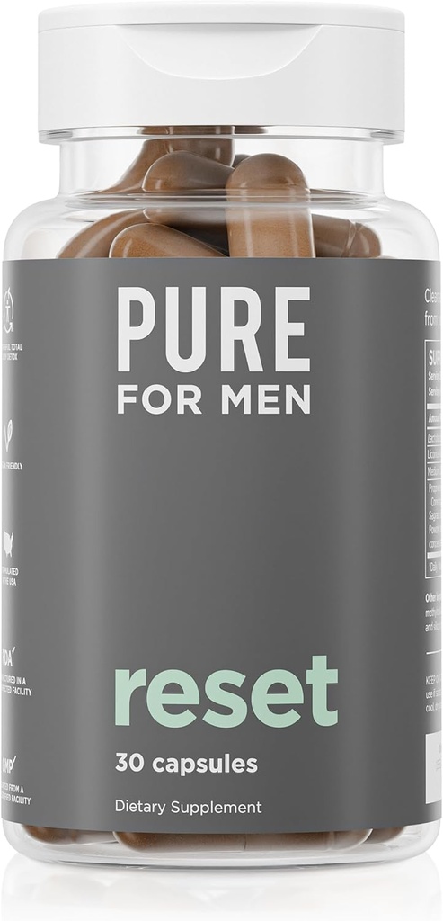 Pure for Men Detox Supplement, Reset ← promueve Digestive & Gut Health, ayuda a eliminar toxinas & soportes Immune System, Colon Cleanse TEN 30 cápsulas
