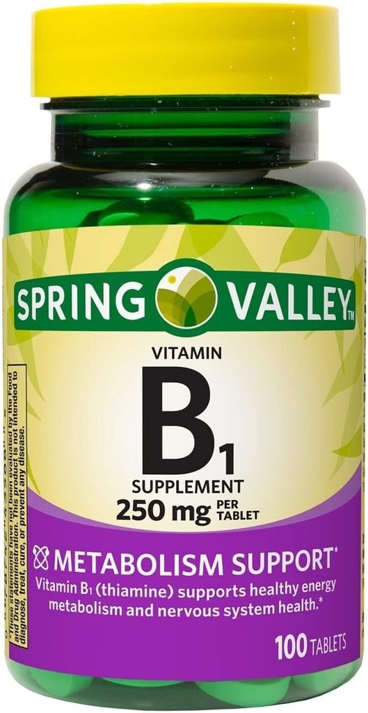 ikj Vitamina B1 Tablas Suplemento dietético, 250 Mg, 100 Cuenta