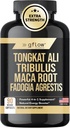 Tongkat Ali Extract - Fórmula de Fuerza Extra con Tribulus Terrestris, Maca Root y Fadogia Agrestis - Resistencia, Vitalidad, Energía, Mood Support - Terceros Testados - Vegan Capsules - USA Made