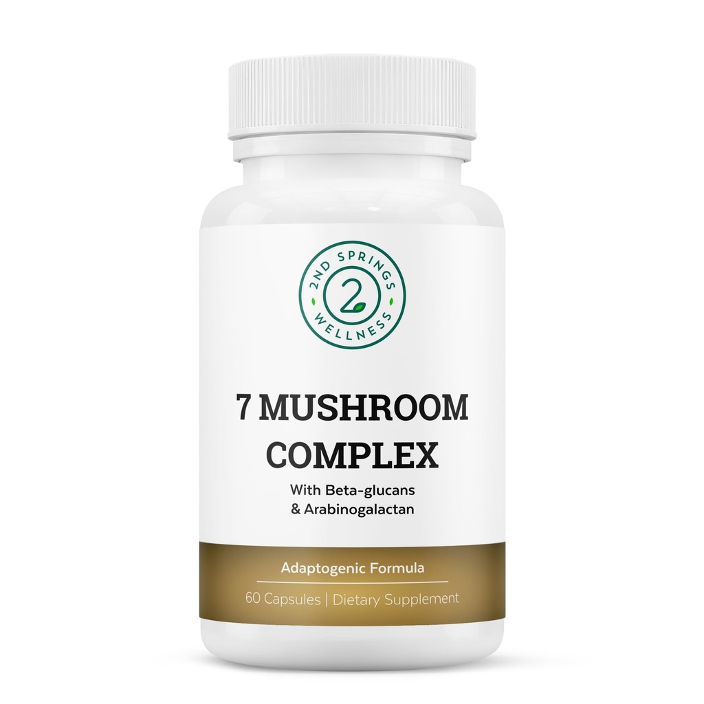 Organic Mushroom Complex - 7 Mushroom Supplement - Immune Support Nootropic & Adaptogenic Supplement with Lion's Mane, Chaga, Maitake, Shiitake, Reishi, Turkey Tails, Cordyceps Capsules