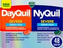 VICKS DayQuil & NyQuil SEVERE Co-Pack, Frío & Flu Medicine, Powerful Relief for Headache, Fever, Sore Throat, Minor Aches & Pains, Congestion, Sinus Pressure, Stuffy Nose, and Cough, 48 LiquiCaps