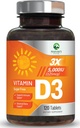 Vitamina D3 5000iu (125 mcg) Immune Health Support - High Potency Vitamin D Dietary Supplement for Bone, Teeth, Muscle - Nature's VIT D, Vegan, Gluten Free, Raspberry Flavor - 120 Chewable Tablets