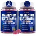 Magnesium Glycinate 500mg/250mg para adultos adolescentes - Plus D3,B6 &amp; Zinc - Magnesium Glycinate Gummies,High Absorption - Support for Relaxation,Brain,Bone &amp; Immunity Health - Sugar Free - 120Cts