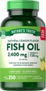 La verdad de la naturaleza Burpless Fish Oil 2400mg ← 250 Softgels TEN 720 mg Omega 3 Silencio Natural Lemon Flavor Pills ← Non-GMO & Gluten Free Supplement