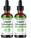 LIQUIDHEALTH Gotas de clorofila líquida - Deodorizador interno, Antioxidantes, Detox del hígado, Apoyo inmune, Alivio de la respiración mala, Reducir la repetición, Collagen para la salud del cabello y la piel - Vegan, No GMO (2 Pack)